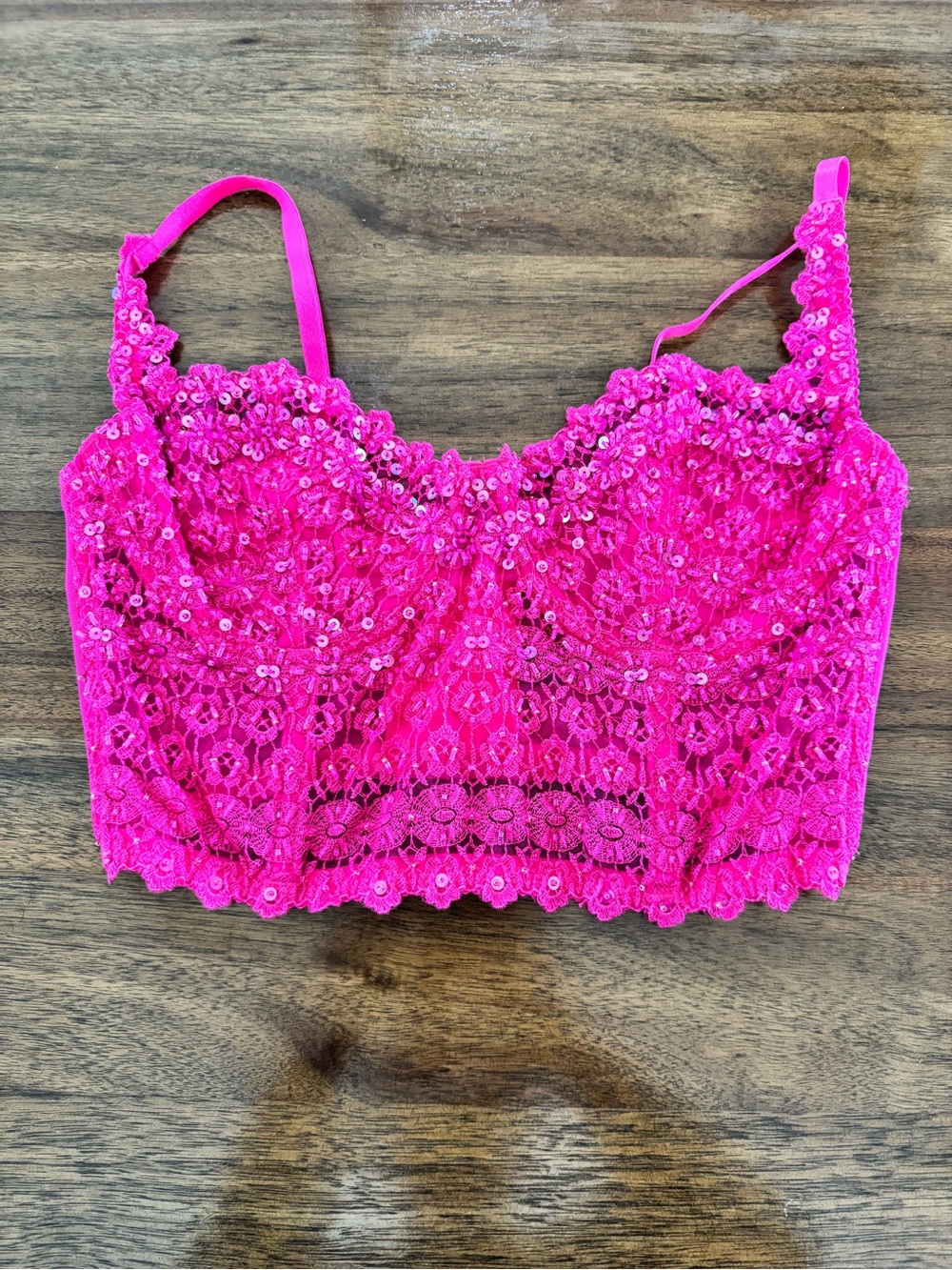 Y2K bebe Beaded Fuchsia Lace Corset